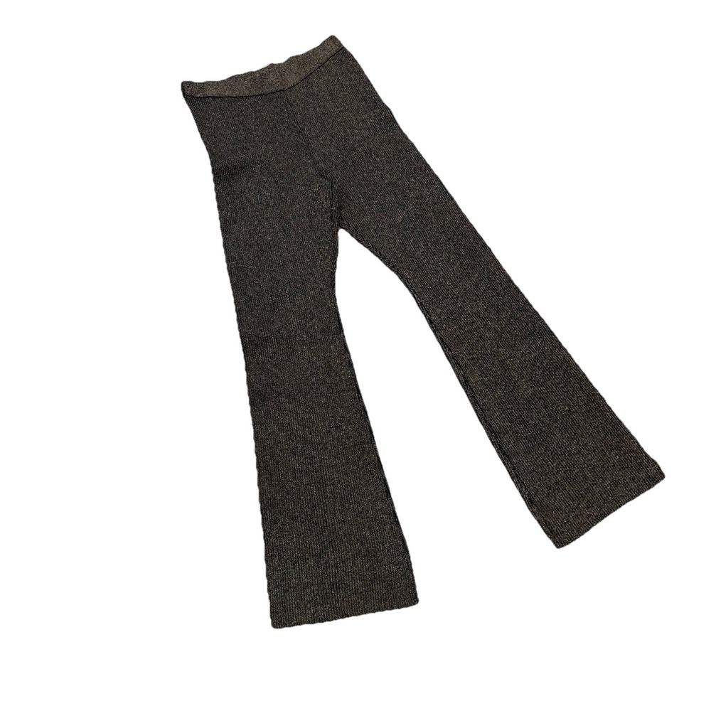 House of Harlow Womens High Rise Metallic Ribbed Flared Pants Gold NWT Small